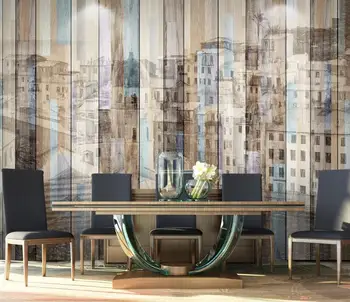 

CJSIR Custom Nordic Urban Architecture Wood Wallpaper for Walls Grain Retro Nostalgic KTV Bar TV Background Wall Paper Mural