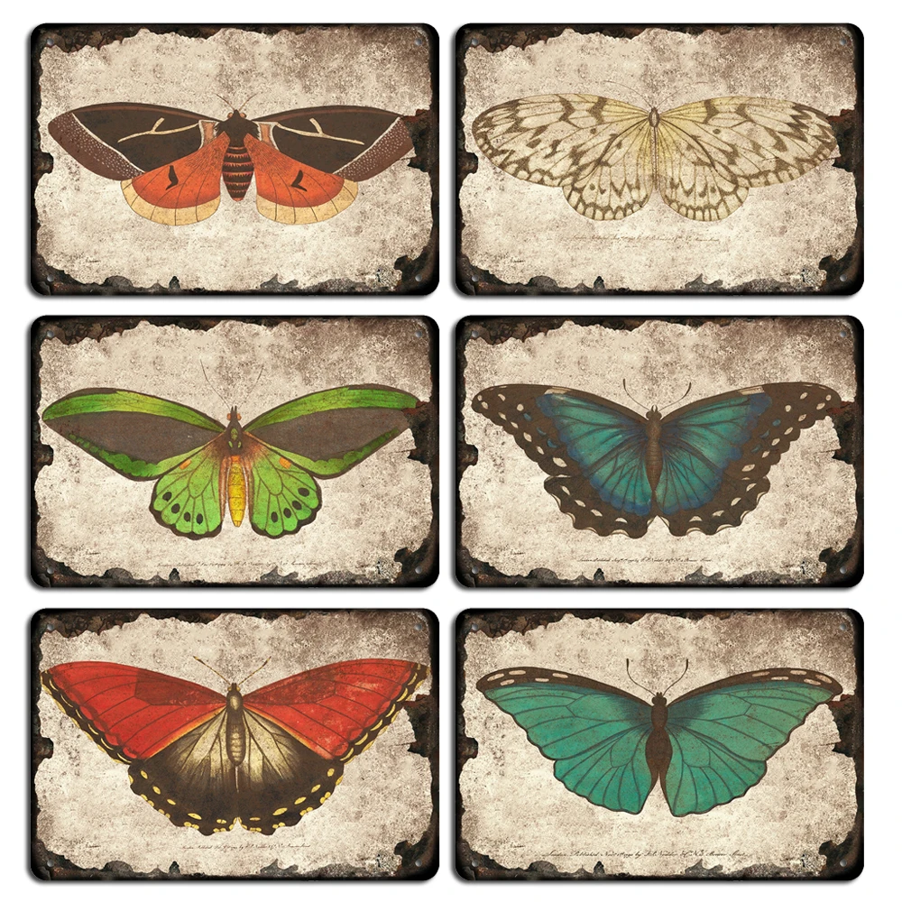 

Butterfly Retro Metal Sign Vintage Metal Plaque Plates Decor For Pub Bar Home Wall Decor Tin Signs Vintage Poster Shabby