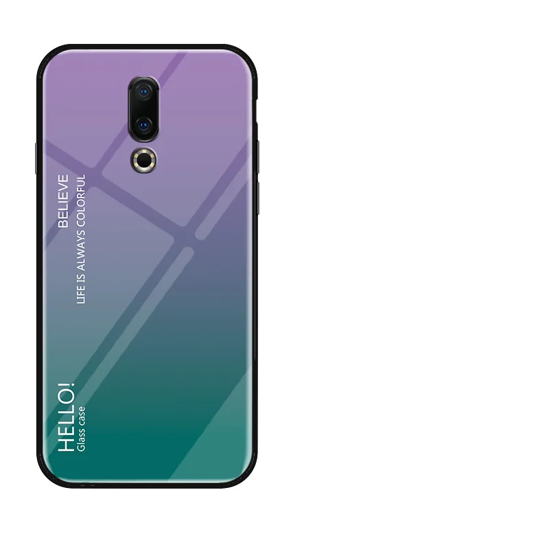 Чехол из закаленного стекла для Meizu Note 8 M6 M5 Note M6T M5s X8 V8 M8 Lite противоударный градиентный чехол для Meizu 16th Plus 16X чехол - Цвет: Purple