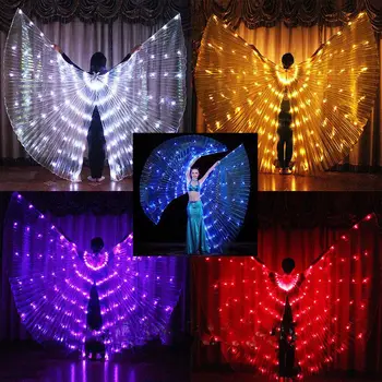 

111Newest Belly Dance LED Wings For Women Girls Glow Butterfly Led Wings Light Up Shining Colorful Stage Performance Props Wing
