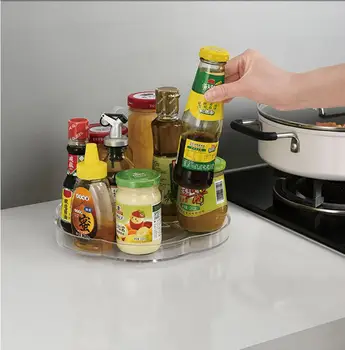 

Rotation Non-Skid Spice Rack Turntable with Base Storage Bin Rotating Organizer for Kitchen Seasoning