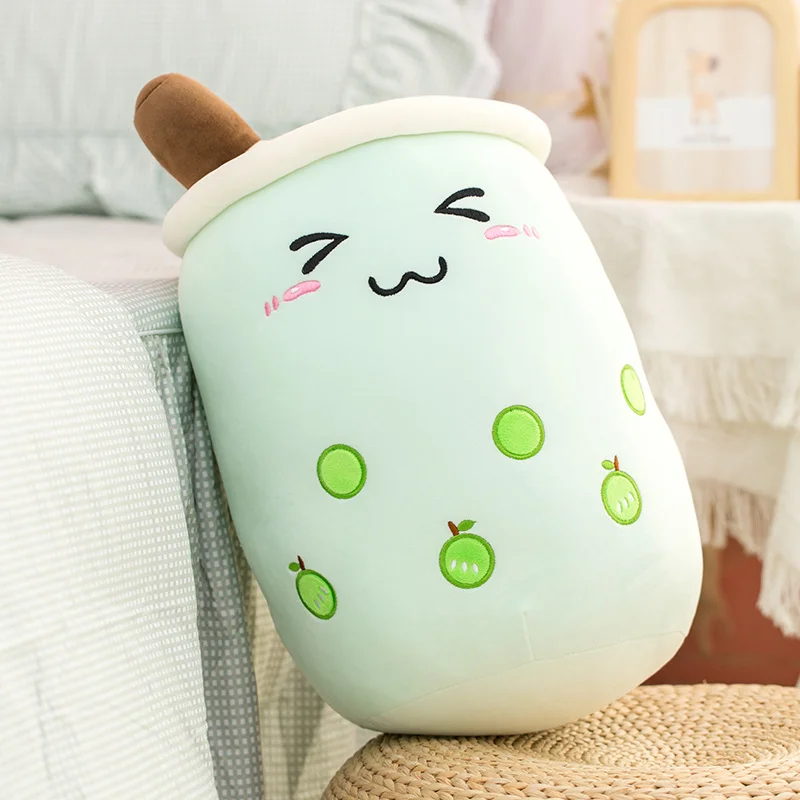 Recién llegado, juguetes de peluche con forma de taza de té de burbujas de frutas de dibujos animados, comida Boba de la vida real con almohada de succión, cojín de abrazo suave relleno, decoración