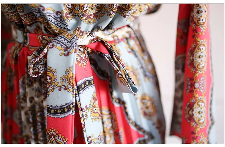H Han queen Bohe стильное плиссированное платье трапециевидной формы с принтом для женщин осенне-зимние платья с v-образным вырезом на шнуровке Модные Повседневные платья для женщин
