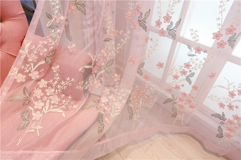 Розовый современный сад высокого качества 3D Вышитые Декоративные занавески s для гостиной с красивой вуалью занавески для девочек комнаты