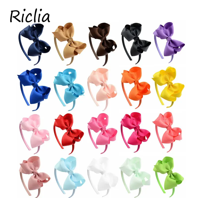 Riclia/20 шт./партия, Детская повязка для волос с маленьким бантом, Детские аксессуары для волос, однотонный бант, детское украшение принцессы для волос для девочек - Цвет: 20Colors