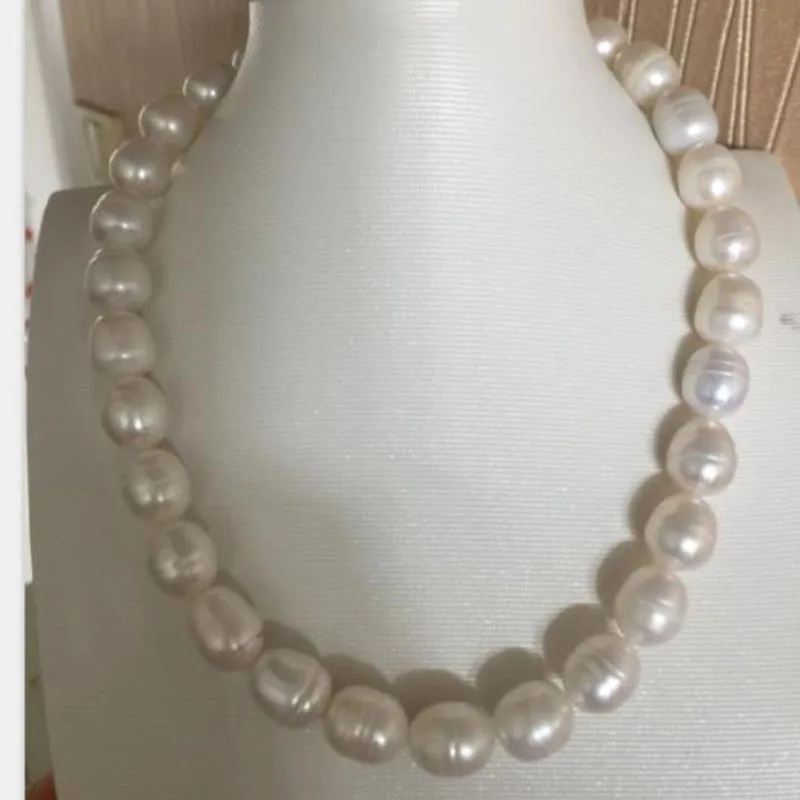 Elegant13-14mm ожерелье из белого жемчуга в стиле барокко с южным морем, 18 дюймов, серебро 925 пробы