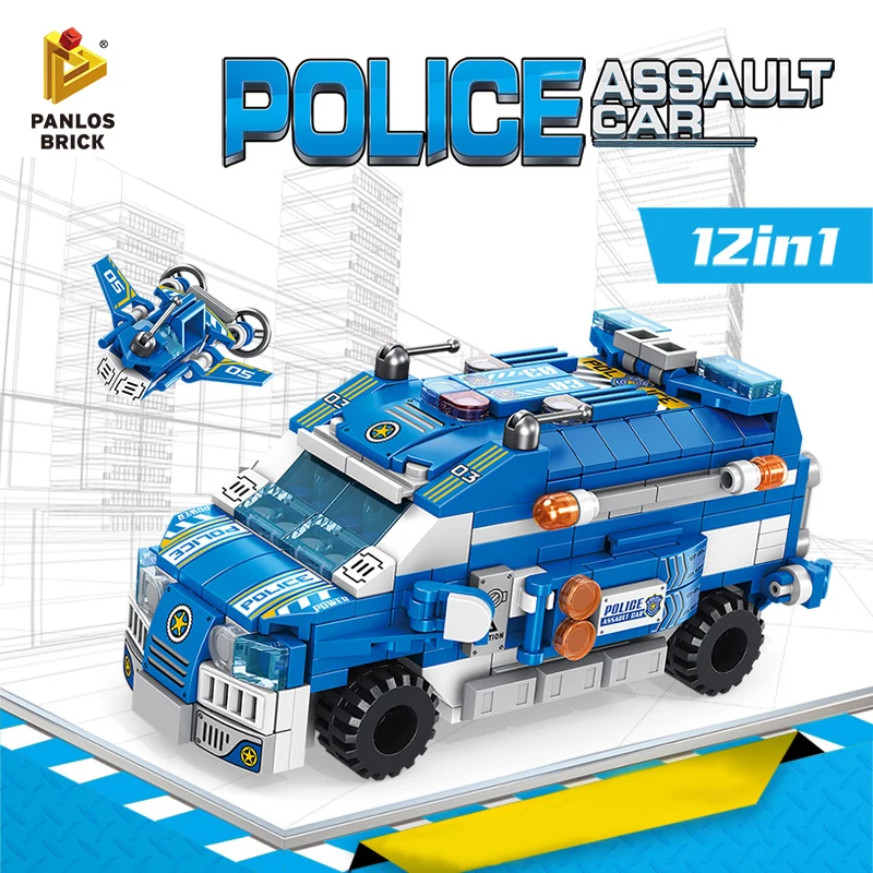 

Building Blocks Police Assault Car 12in1 Police Boat Combat Plane Patrol Aircraft Robot Ship Mini Fun Block Toy Gift For Boy Kid