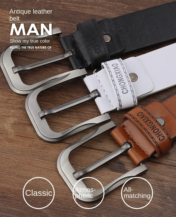 Korea New Leather Man Belt High Quality Buckle Jeans Cowskin Casual Business Cowboy Waistband Male Fashion Designer Belt for Men