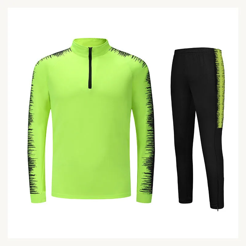 Green Black Весна, Осень, Зима, футболки для футбола, 2 предмета, для мужчин и детей, тренировочный длинный костюм, уличная тренировочная Повседневная рубашка для бега, новая спортивная одежда для игрока - Цвет: Green Black