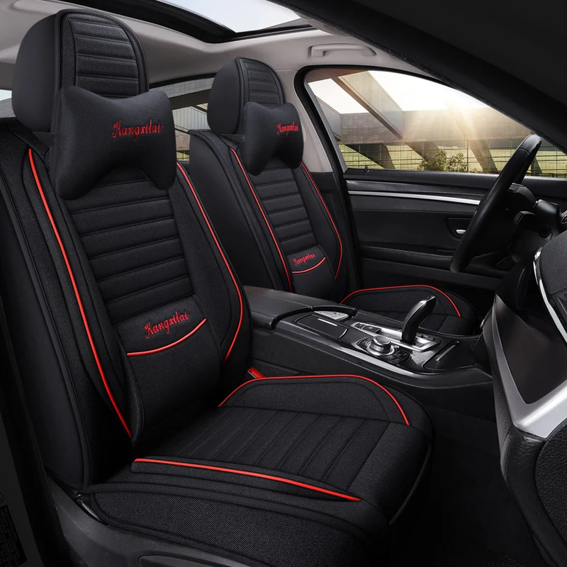 Полное покрытие льняное волокно чехлы для автомобильных сидений mitsubishi montero outlander