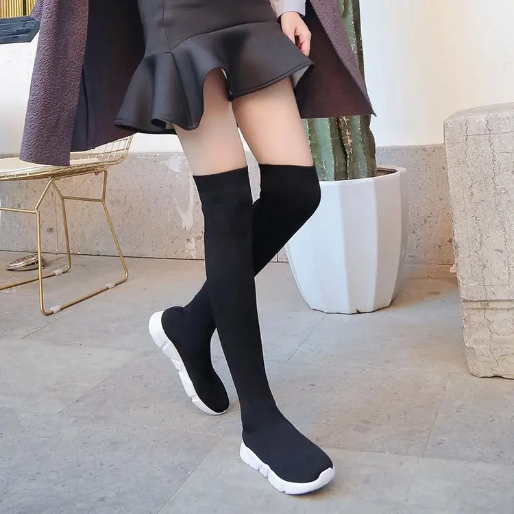 

Women's fashion over the knee boots new socks boots high to help flat shoes stovepipe high boots elastic women's boots