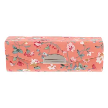 

Women Lipstick Case Retro Embroidered Flower Pattern Storage Box with Mirror