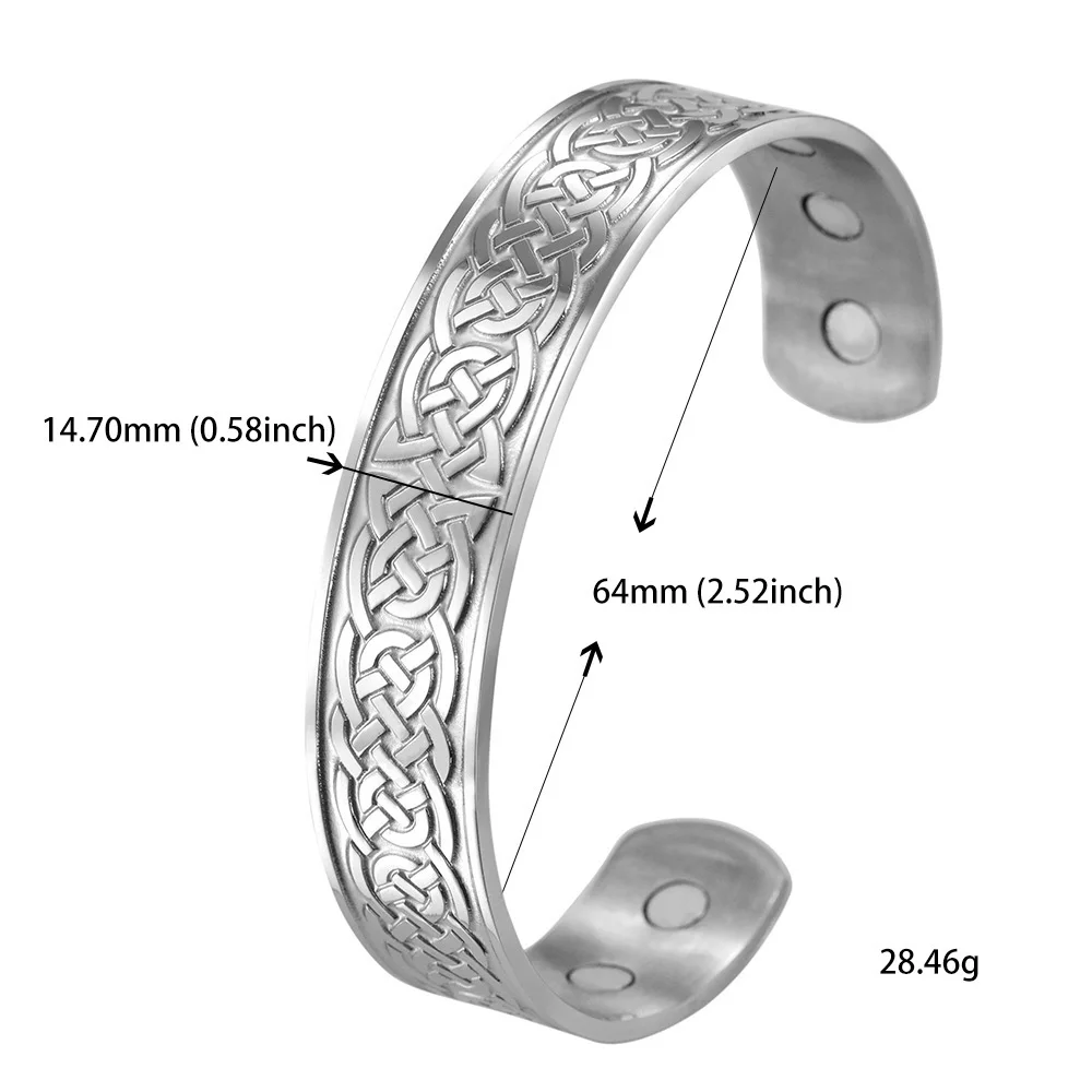 Triquetra Viking человек, снимающий следы мигрени усталость, стимулирует циркуляцию крови, магнит, браслеты из нержавеющей стали, Браслет-манжета