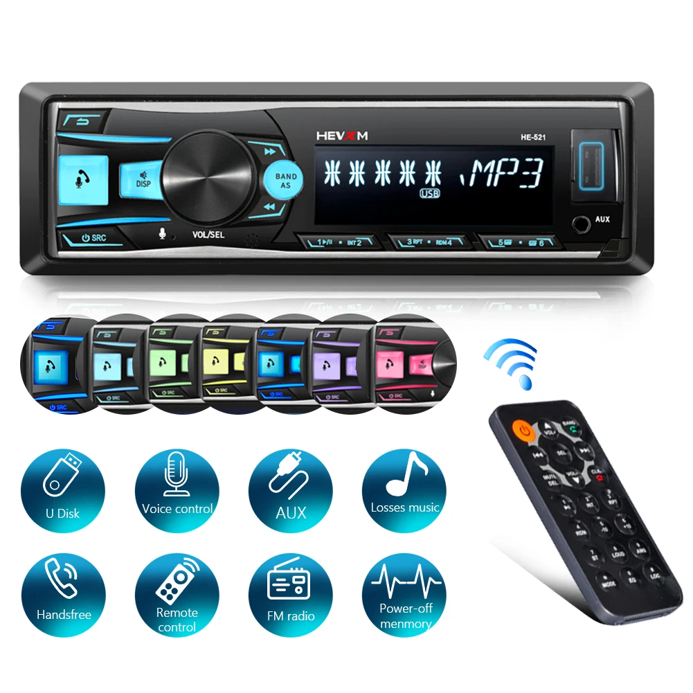 Автомагнитола с голосовым управлением mp3 плеер Bluetooth USB AUX приборная панель