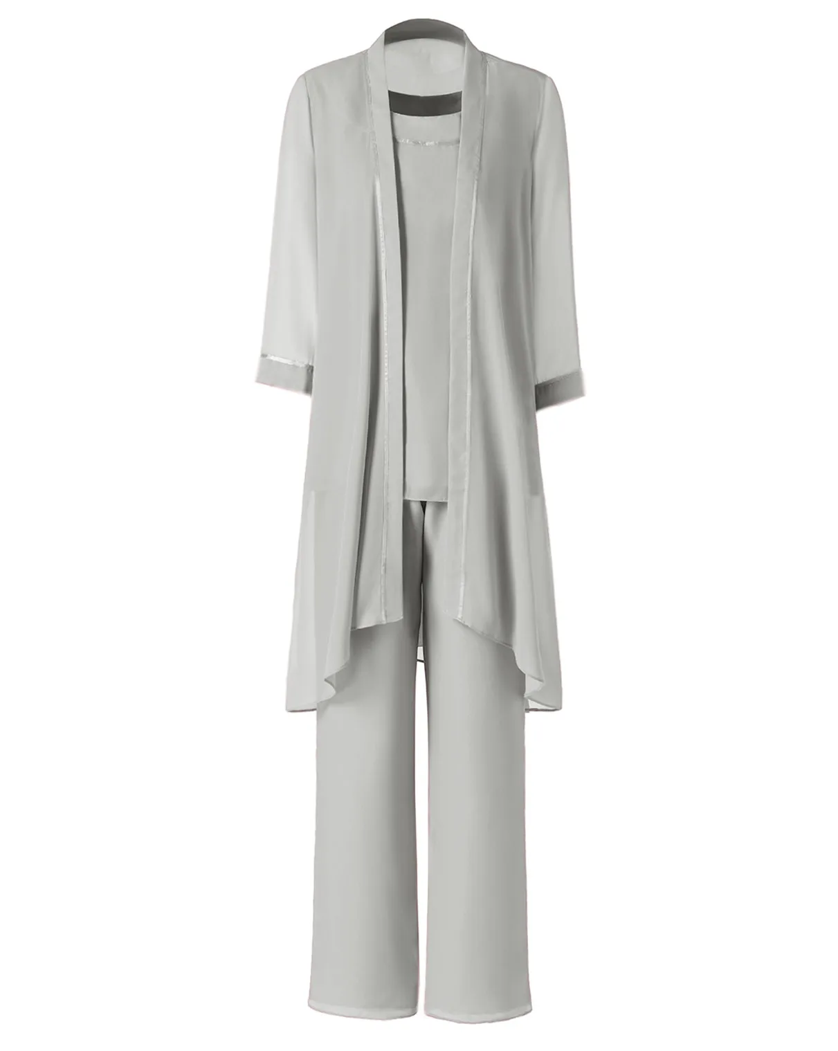 Silver Grey SOLOVEDRESS темно-бордовый 3/4 рукав наряд куртка 3 шт. Модные женские шифоновые Элегантные платья для матери невесты брючные костюмы SL-M09 - Цвет: Silver Grey