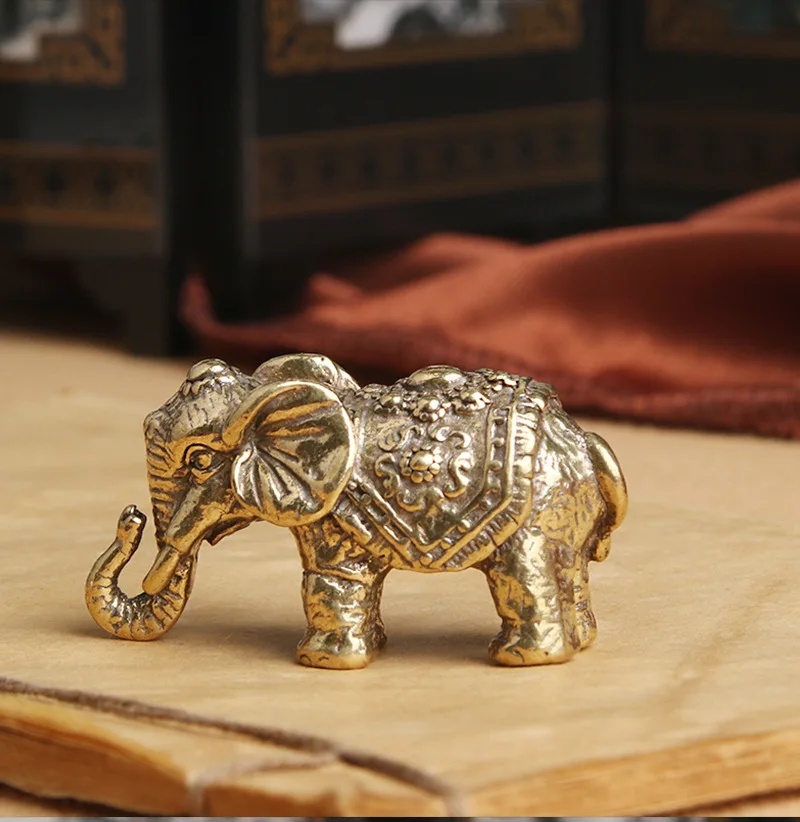 Chinese pure brass elephant Small statue 