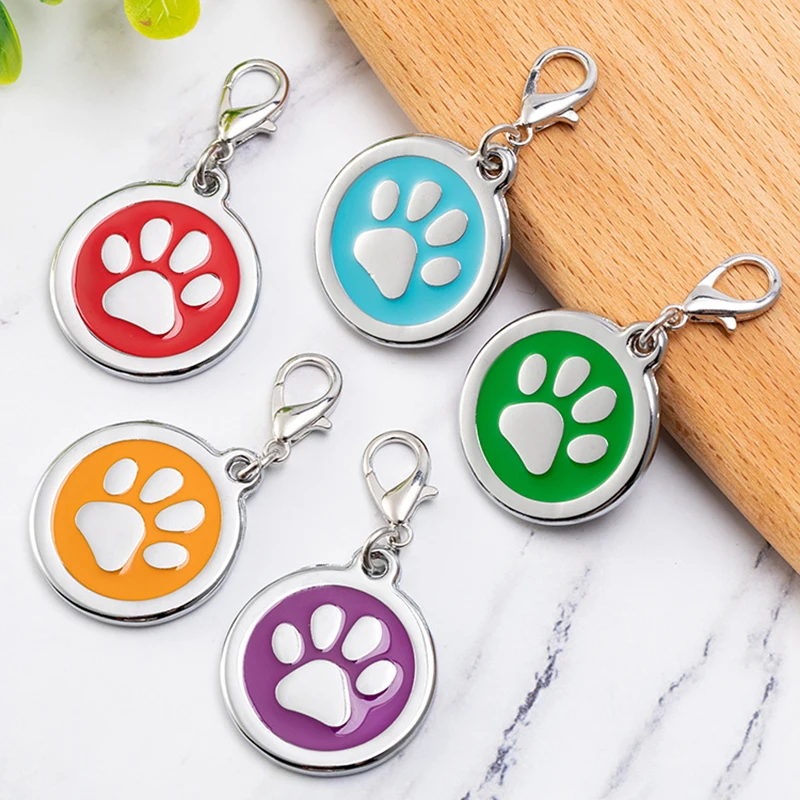 Title 1, 2 PCs Enamel Bone Paw Pet Cat Tags Dog ID Tag C...