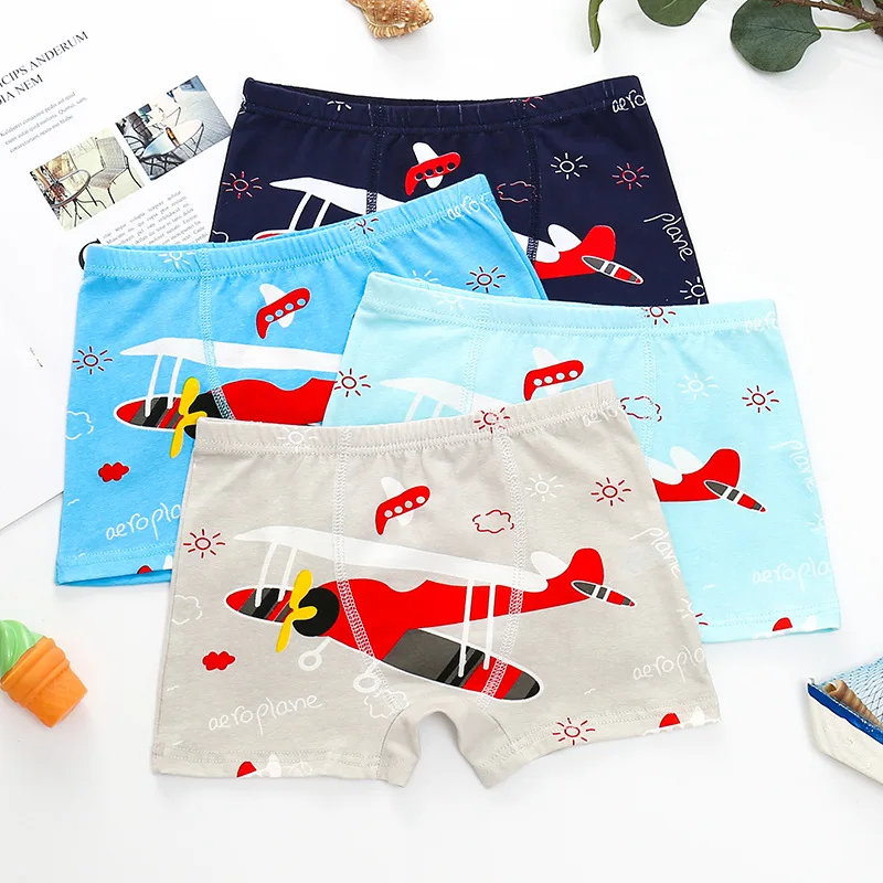 

3 pieces/lot Fashion Children's Underwear Boys Student Shorts Cartoon Airplane Printing Boys Cotton Boys'Underwear