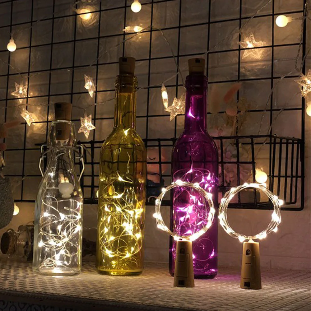 

Wine Cork Lights With 20 LED Christmas Decor Copper Silver Wire String Light Fairy String Light Garland Festival Party Supplies