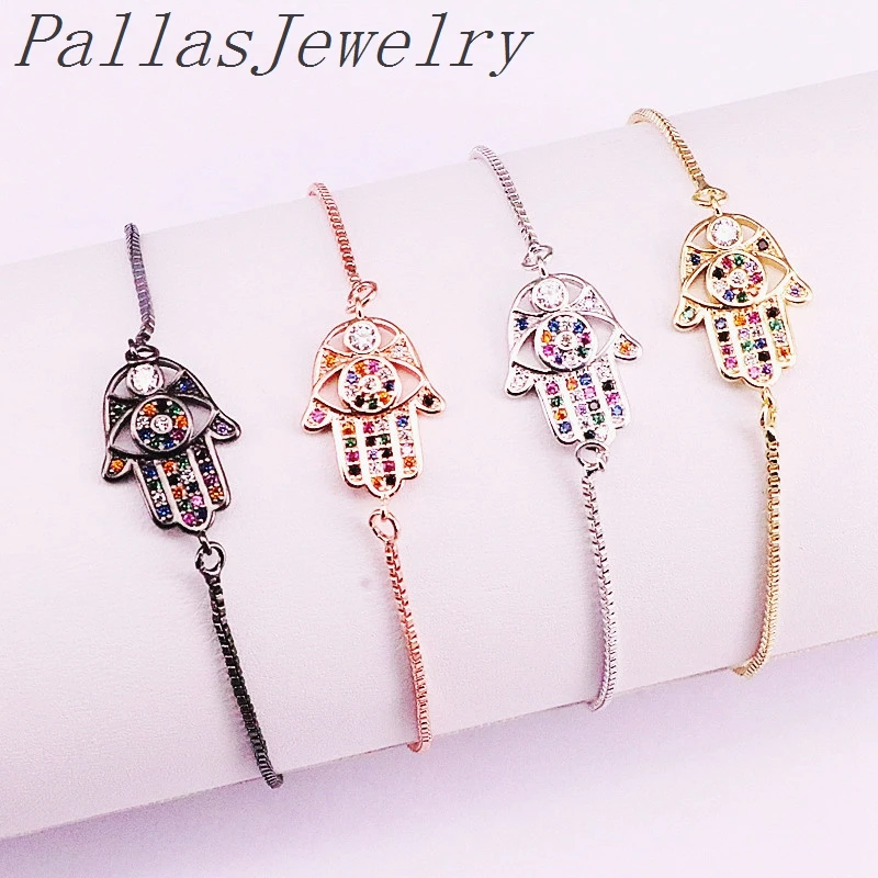 10 шт. микро проложить Радуга CZ Циркон, защитный амулет застежка-закрутка подвески с звеньями Цепи Браслеты для женщин