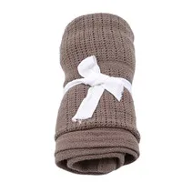 coffee Одеяла для новорожденных, супер мягкие хлопковые, вязаные крючком, летние, 90 см X 70 см, яркие цвета, реквизит для кроватки, повседневные спальные принадлежности для кроватей, с отверстиями - Цвет: coffee