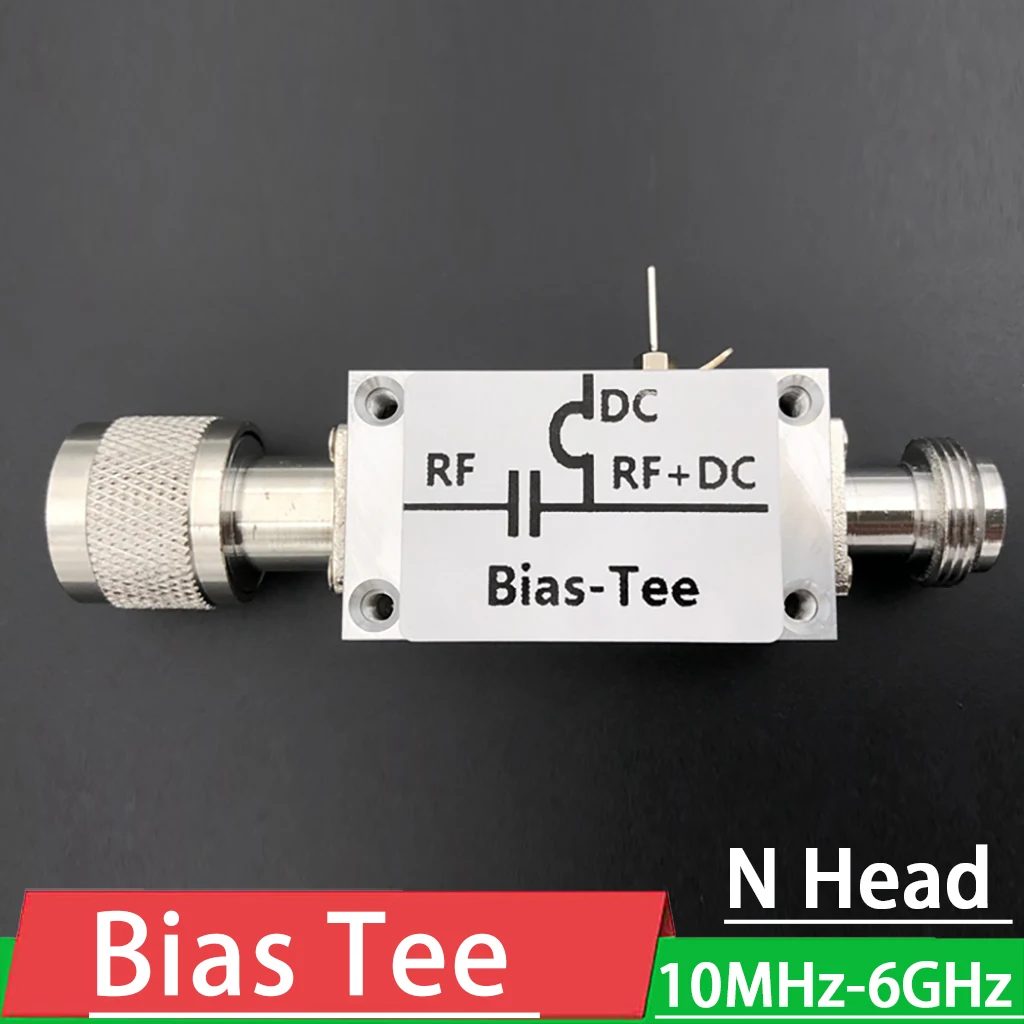 

Bias Tee 10MHz-6GHz N-Head RF Biaser Broadband Feeder RF Blocker Isolator for HAM radio RTL SDR LNA Low Noise Amplifier