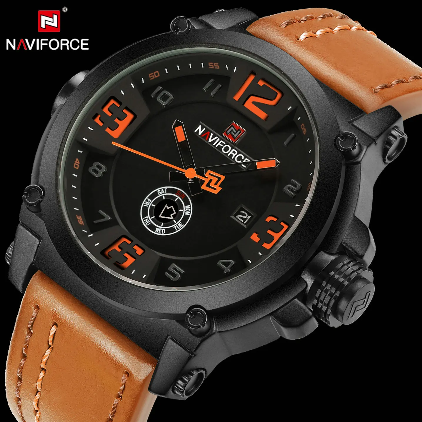 NAVIFORCE роскошные Брендовые мужские военные часы 2019 кварцевые ремешок из
