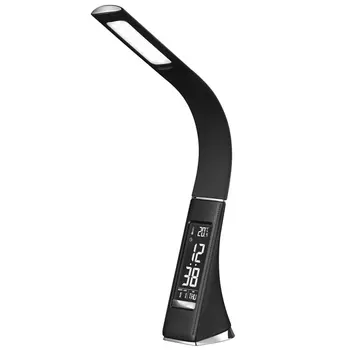 

5W Led Light Dimming Touch Skin Texture Reading Light With Alarm Clock Black Creative Business Table Led Lamp Table Lamp