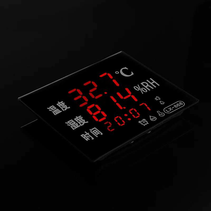 LED screen temperature and humidity display instrument High-precision sound and light alarm Thermo-hygrometer LX868 LED screen temperature and humidity display instrument High-precision sound and light alarm Thermo-hygrometer LX868