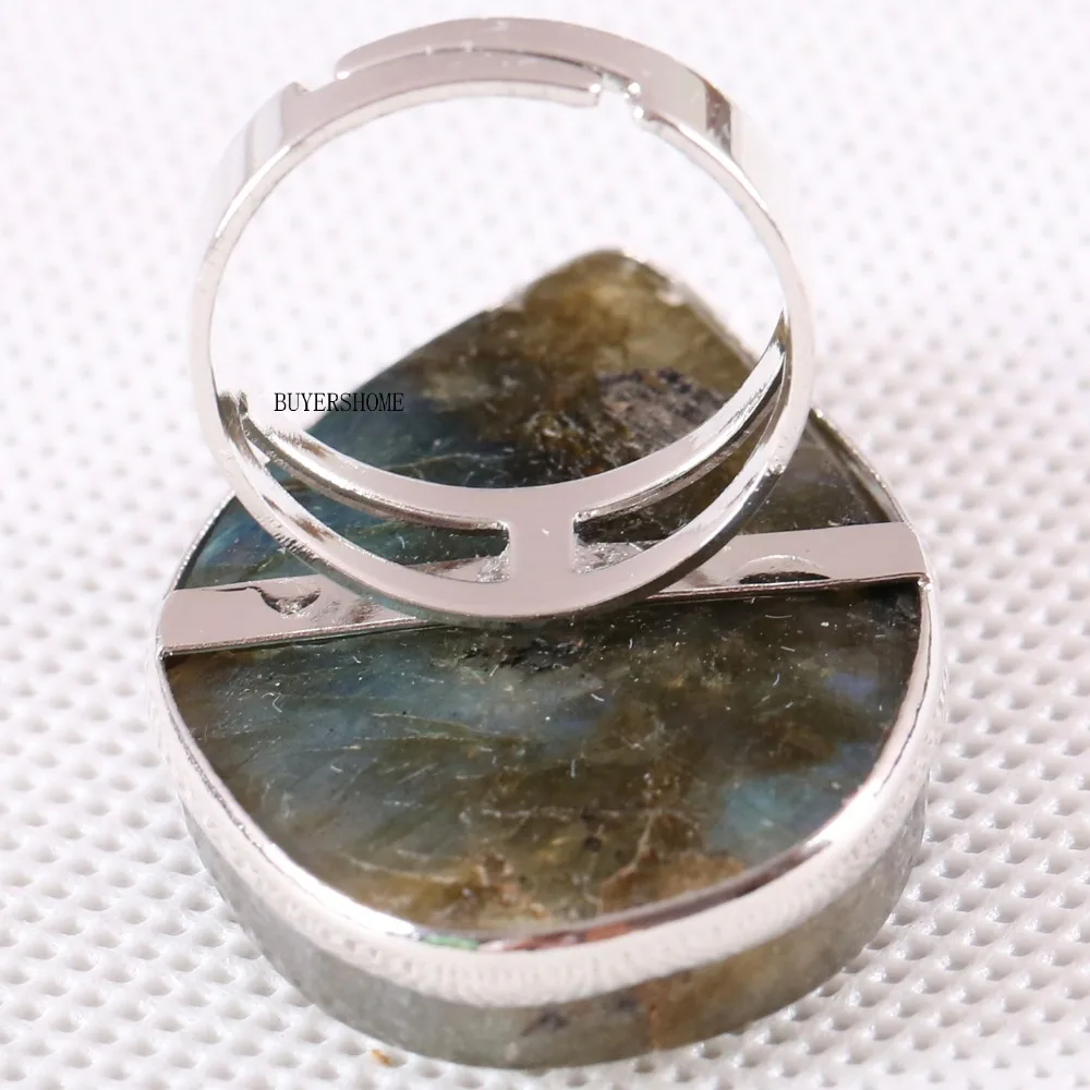Серебряное кольцо с регулируемой окружностью, подарочное кольцо, неправильная форма, бусина, натуральный камень серый лабрадор, палец, кольцо, 1 шт. Z018