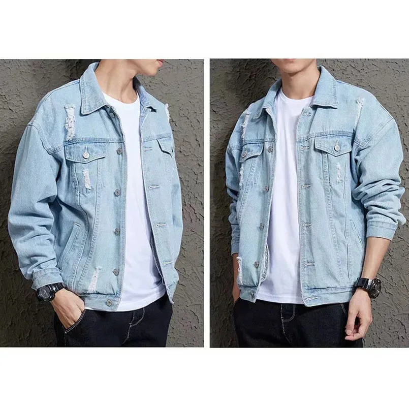 Men's Spring Ripped Jeans Jacket 