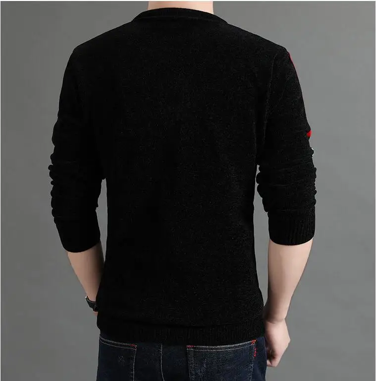 New fall/winter chenille men's sweater casual popular logo line-up men's thickened turtleneck sweater men