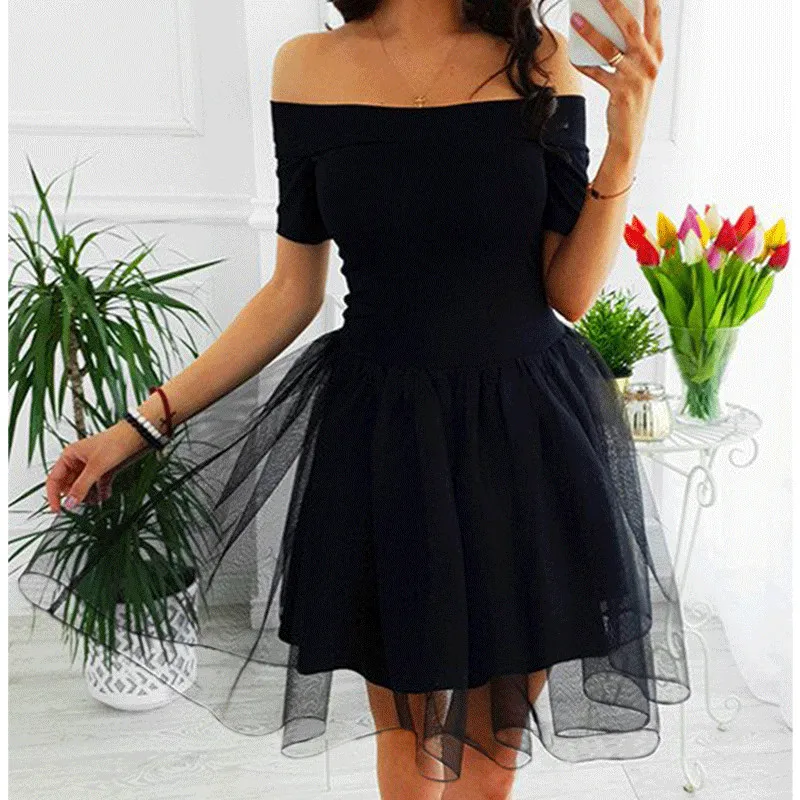 

Fashion Women Sexy Strapless Evening Party Club Formal Dress Elegant Off Shoulder Ladies Black Dresses Classic Dames vestidos