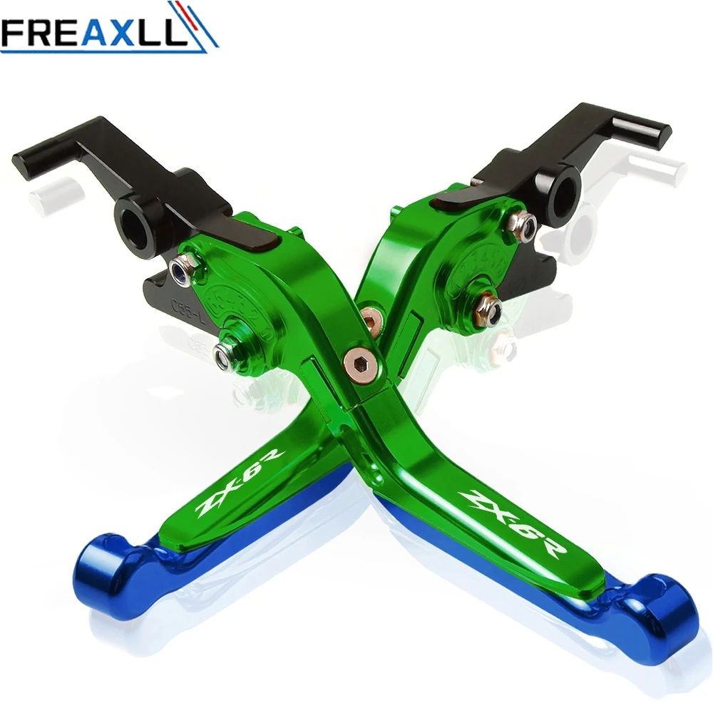 Для Kawasaki ZX6R 2000 2001 2002 2003 2004 с логотипом zx6r Мотоцикл с ЧПУ Регулируемый складной тормозной рычаг сцепления ручки - Цвет: L With LOGO