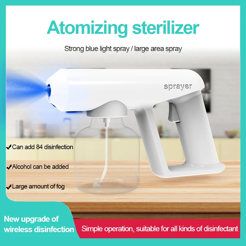 300ML Wireless Gun Disinfectant Sprayer Nano Blue Light Steam Spray Gun