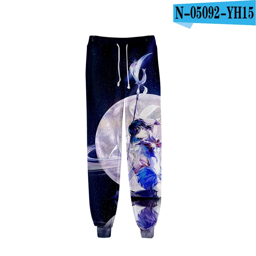 Fashion Sailor Moon 3D casual trousers men and women black autumn and winter 3D beam pants boys and girls cartoon sweatpants - Цвет: 3D pants