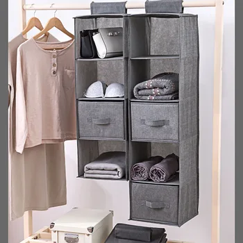 

1/3/5/4Sections Wardrobe Hanging Organizer Shelves Hanging Wardrobe Clothes Hangers Holder Portable Hanging Closet Underwear Or
