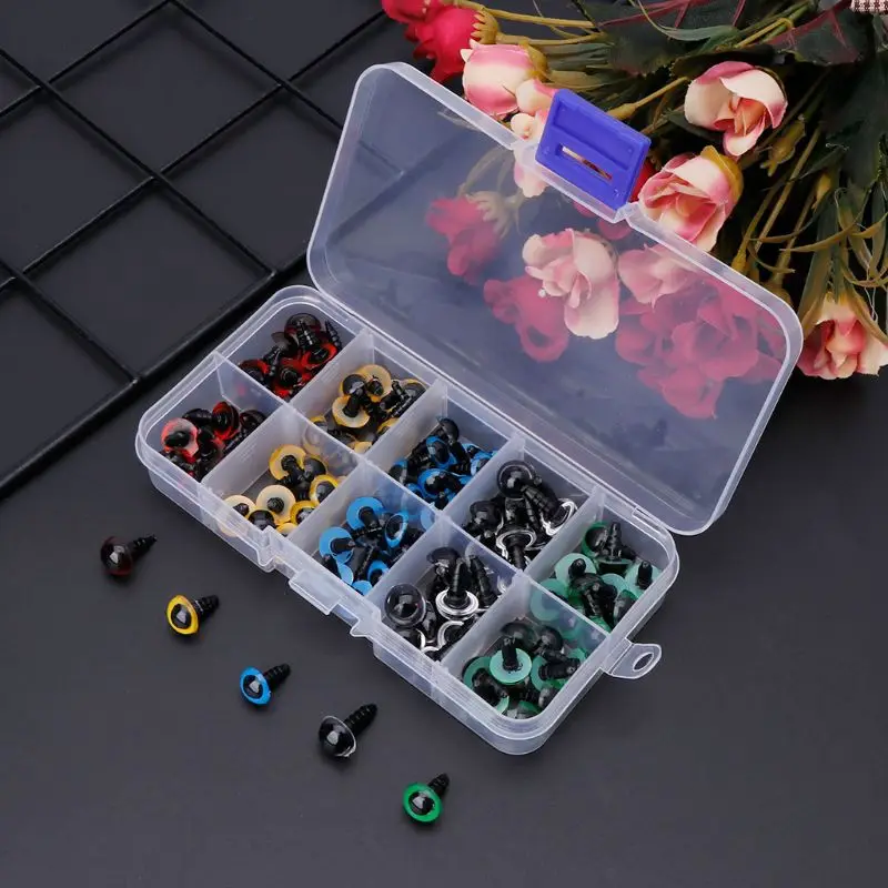 

100PCS 8mm Mix Color Plastic Animal Safety Eyes For Toys Teddy Bear Stuffed For Dolls Craft Amigurumi Accessories Box