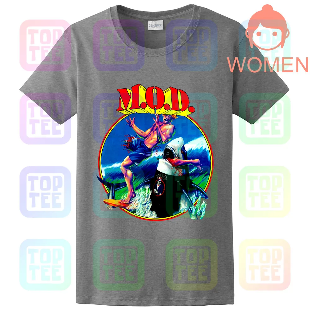 Women Grey M.O.D. SURFIN' M.O.D. Метод уничтожения S.O.D. Новая Серая Футболка CROSSOVER - Цвет: Women Grey