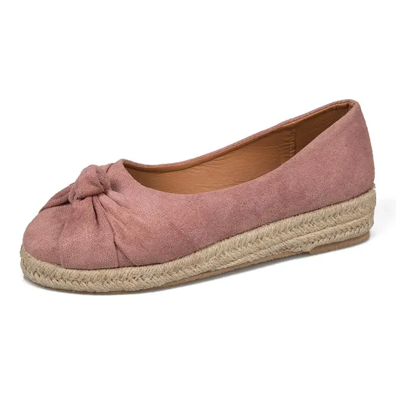 Большие размеры 35-43; женская обувь на плоской подошве; коллекция года; lok fu; обувь с бантом; обувь на плоской подошве; балетки; удобная женская обувь; zapatos mujer - Цвет: Pink