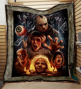 

Summer Horror Print Skull Quilt Kids School Adults Bed Soft Warm Thin Blanket Cotton Quilt King Size Wholesale Custom Pattern