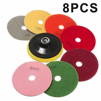 

8pcs DIY Grinding Diamond Polishing Pad Disc Concrete Marble Stone 50-3000 Grit