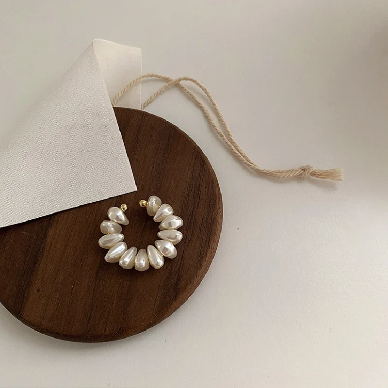 Клипса для ушей женщин с натуральным жемчугом в стиле ретро | Украшения и