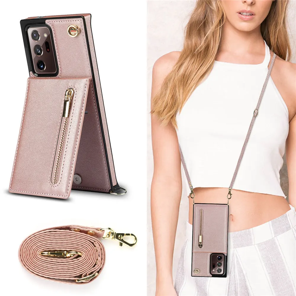 Card Holder Cord Rope Cross Body Necklace Phone Case For Samsung Galaxy