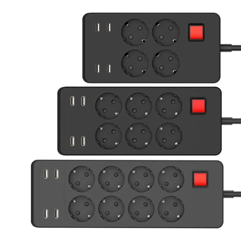 

Multi Power Strip Electrical Socket EU Plug Extension Socket 4 USB Charging Port Surge Protector 4/6/8 AC Outlets with 1.8M Cord