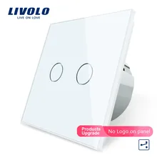 Original, Livolo EU Standard Touch Schalter, 2 Gang 2 Way Control, 3 Farbe Kristall Glas-Panel, wand Licht Schalter, C702S-1/2/5