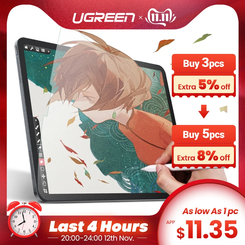 Billige Ugreen Schutz Glas Paperlike Matte Film Für Apple iPad Pro 11 10,5 9,7 12,9 7,9 iPad mini 5 4 Papier wie Display schutz