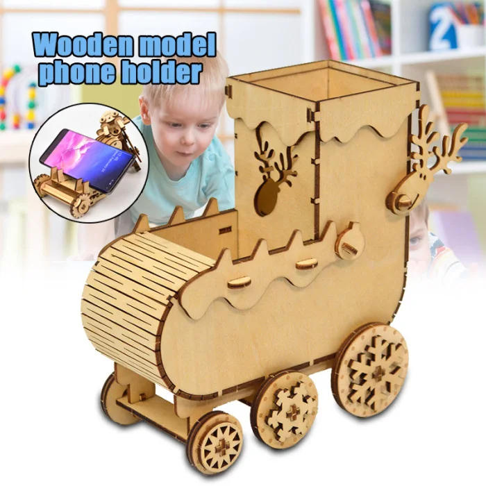 DIY деревянная 3D модель головоломки игрушка держатель мобильного телефона Сборная модель игрушки украшение дома S7JN