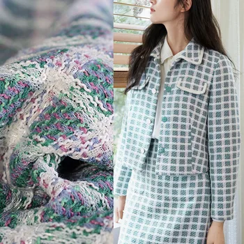 

Autumn and winter new fragrant tweed fabric two-color plaid woven soft fragrant tweed suit fabric for coat dress tissu au metre