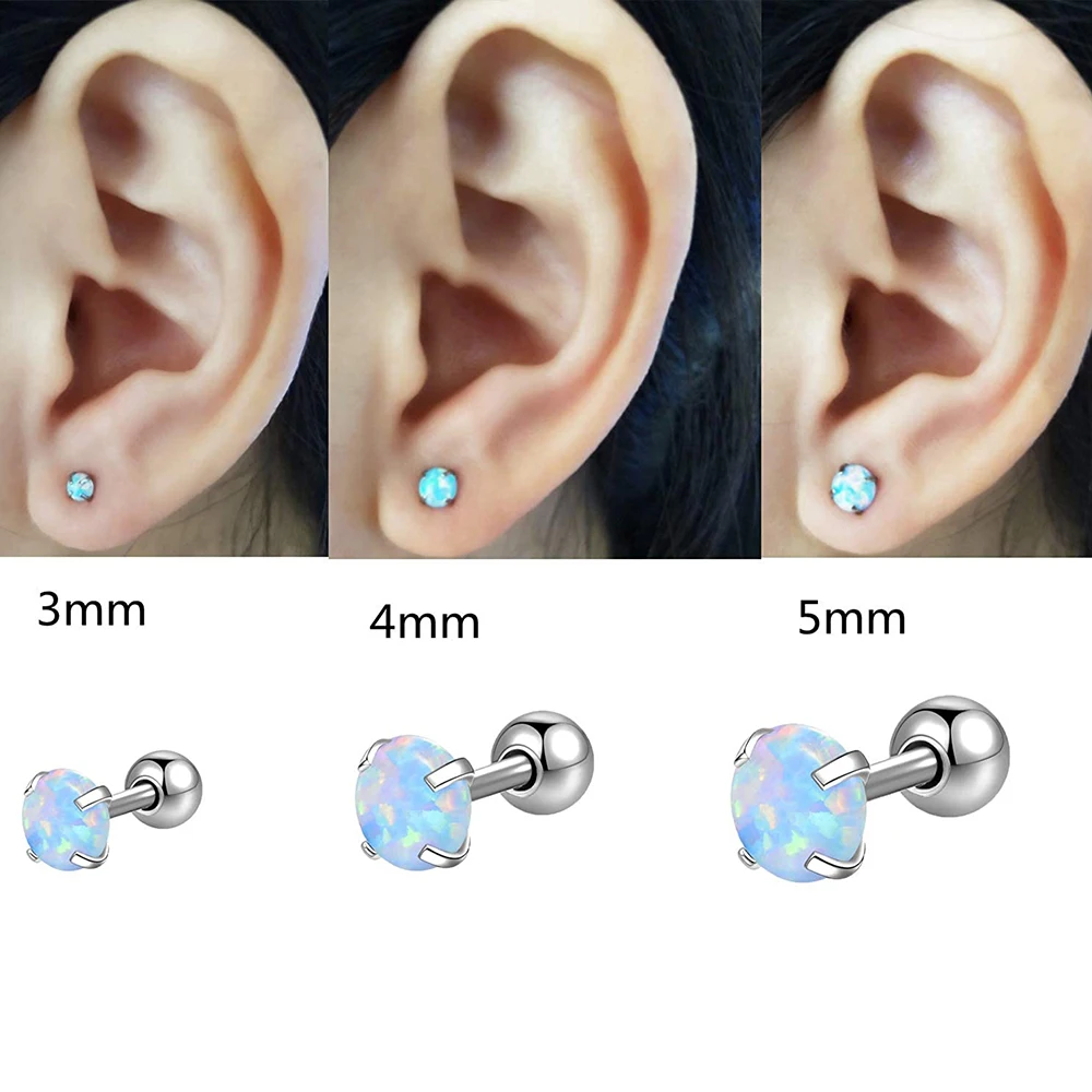 1PC 361L Surgical Steel Opal Tragus Cartilage Earring 16g End Ball  Cz Gem Round Tragus Cartilage Earring Piercing Body Jewelry 3
